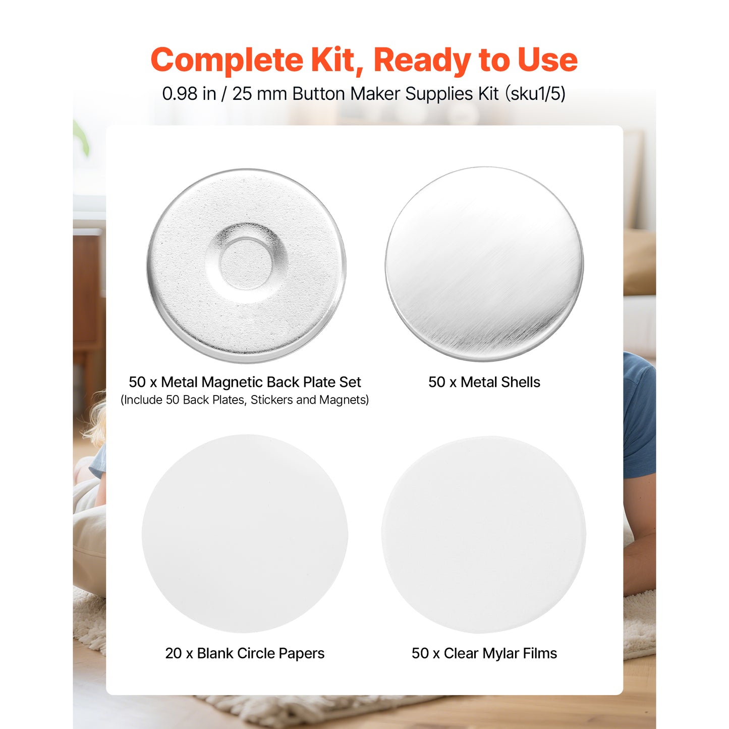 Refrigerator Magnet Button Maker Supplies 50 Sets - DIY Kitchen Decor