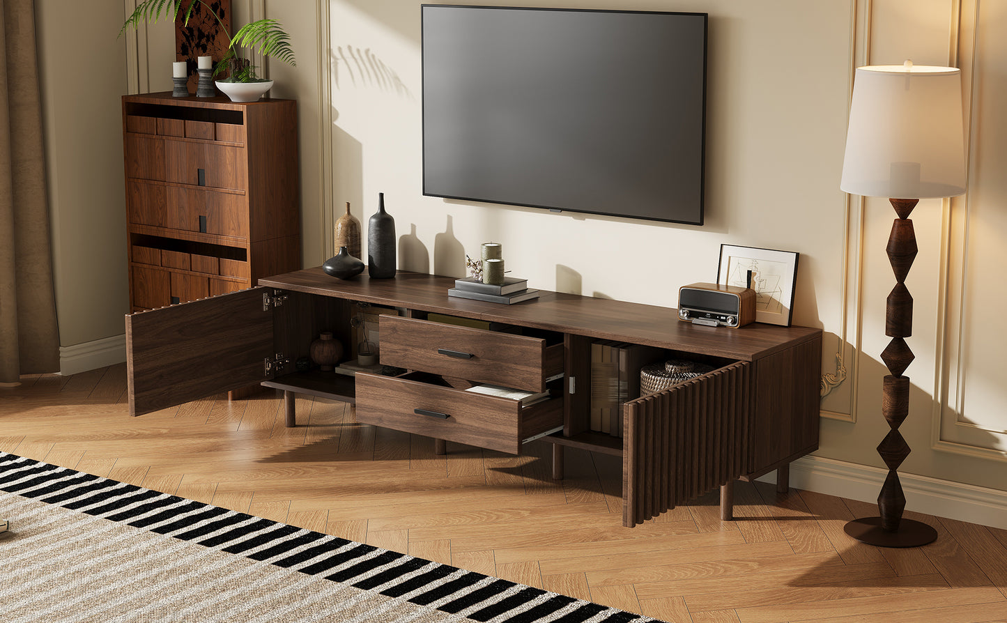 Modern 70-Inch TV Stand for TVs Up to 80 Inches - Dark Brown
