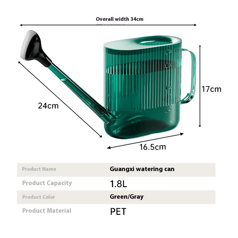 Light 1.8L Garden Watering Can for Flowers and Plants - Green & Gray