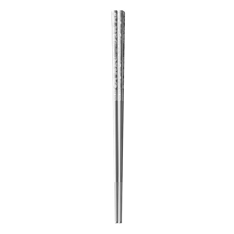 Stainless Steel Chopsticks with Dragon Pattern - Food Grade Kitchen Utensils