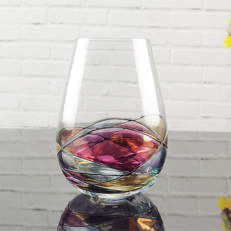 Crystal Red Wine Glass Set - Colorful Household Goblet, Light Luxury Style