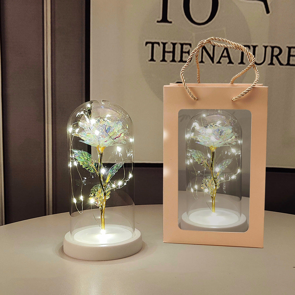Valentine's Day Artificial Flower Glass Cover Lamp - Luminous Home Decor
