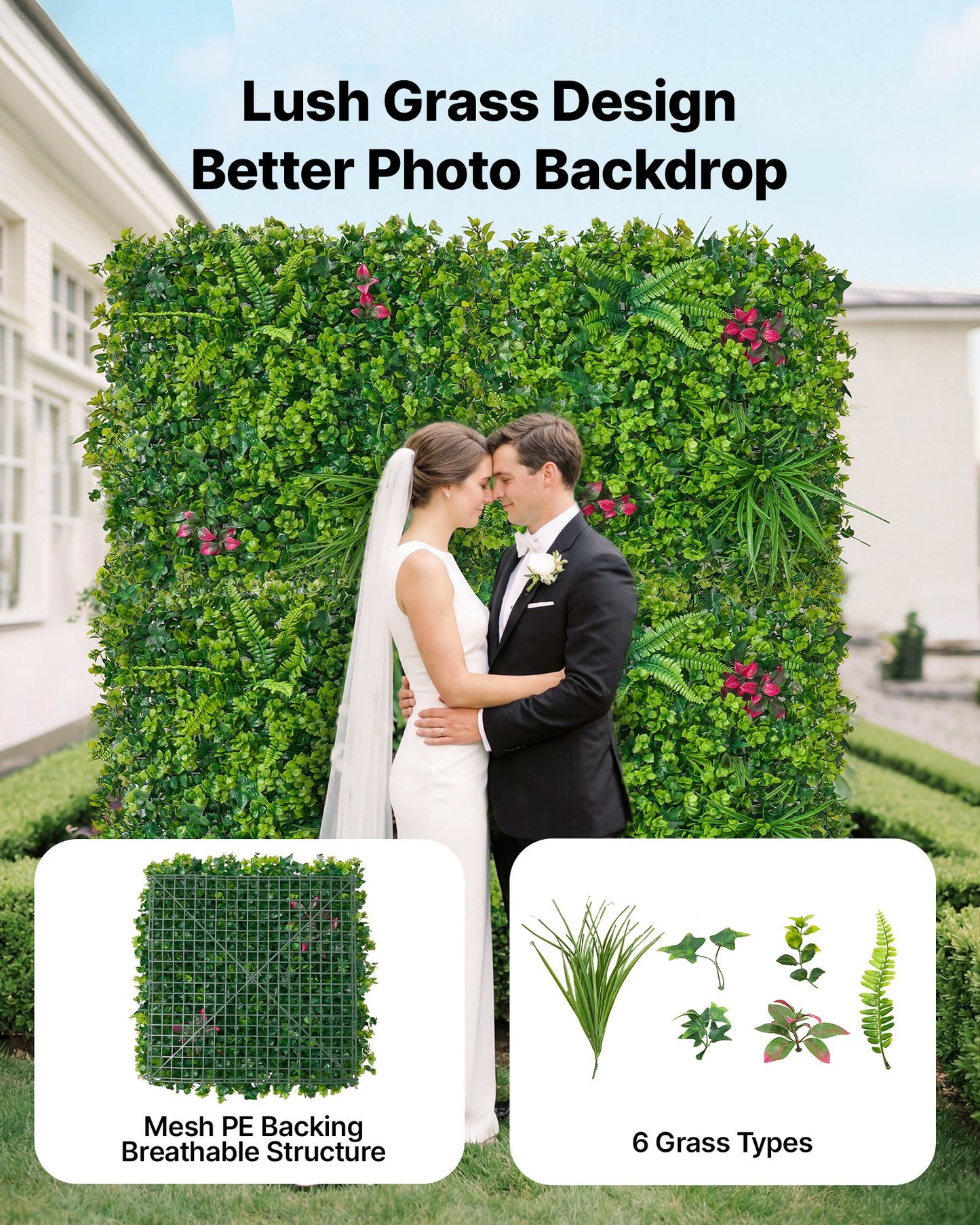 Artificial Plant Wall Panels 12-Pack 20x20 Inches Greenery Privacy Fence for Indoor & Outdoor Garden