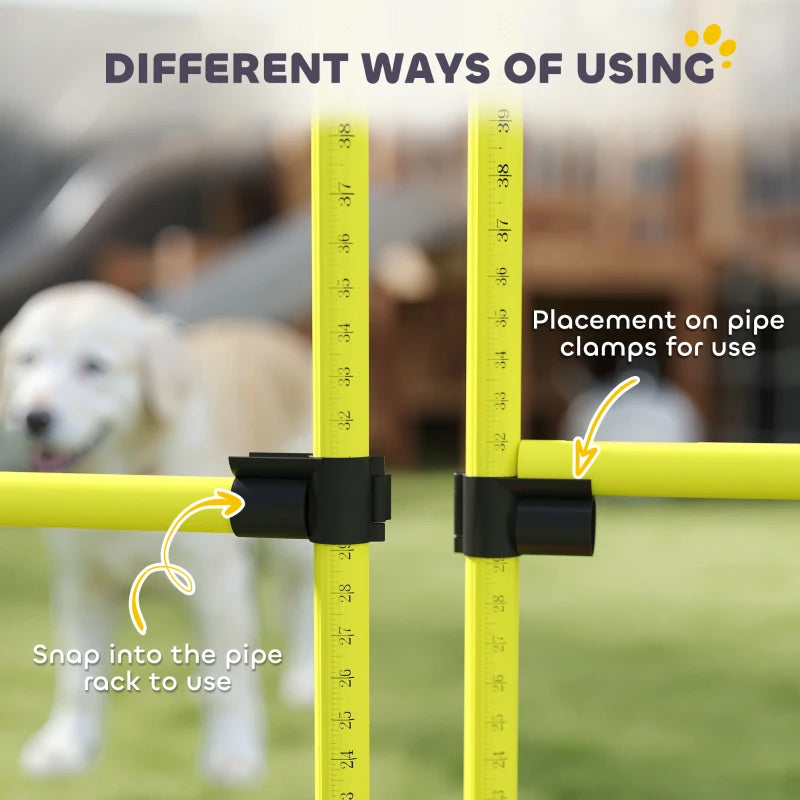 Dog Agility Jump Set with Adjustable Height Bars and Carry Bag - Yellow
