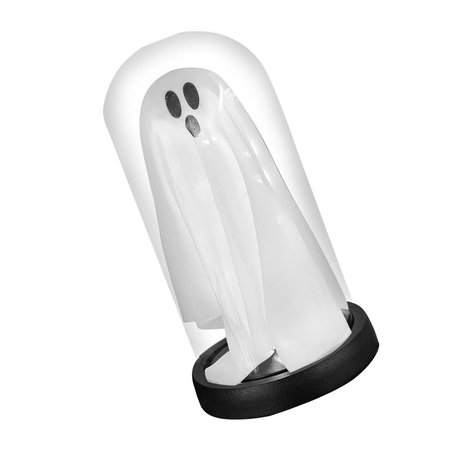 Light Up Ghost in Glass Cloche - Cute Tabletop Decoration