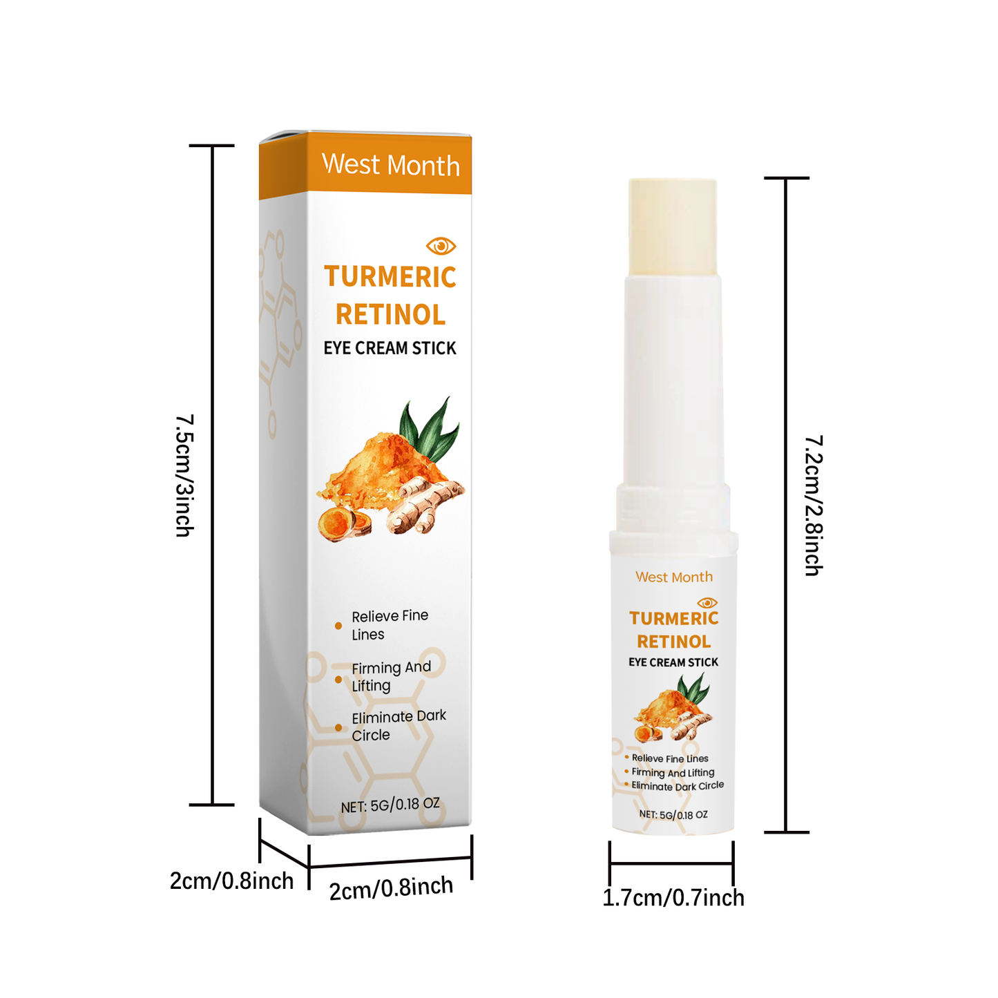 Turmeric & Retinol Eye Cream Stick - Firming & Brightening Under Eye Balm