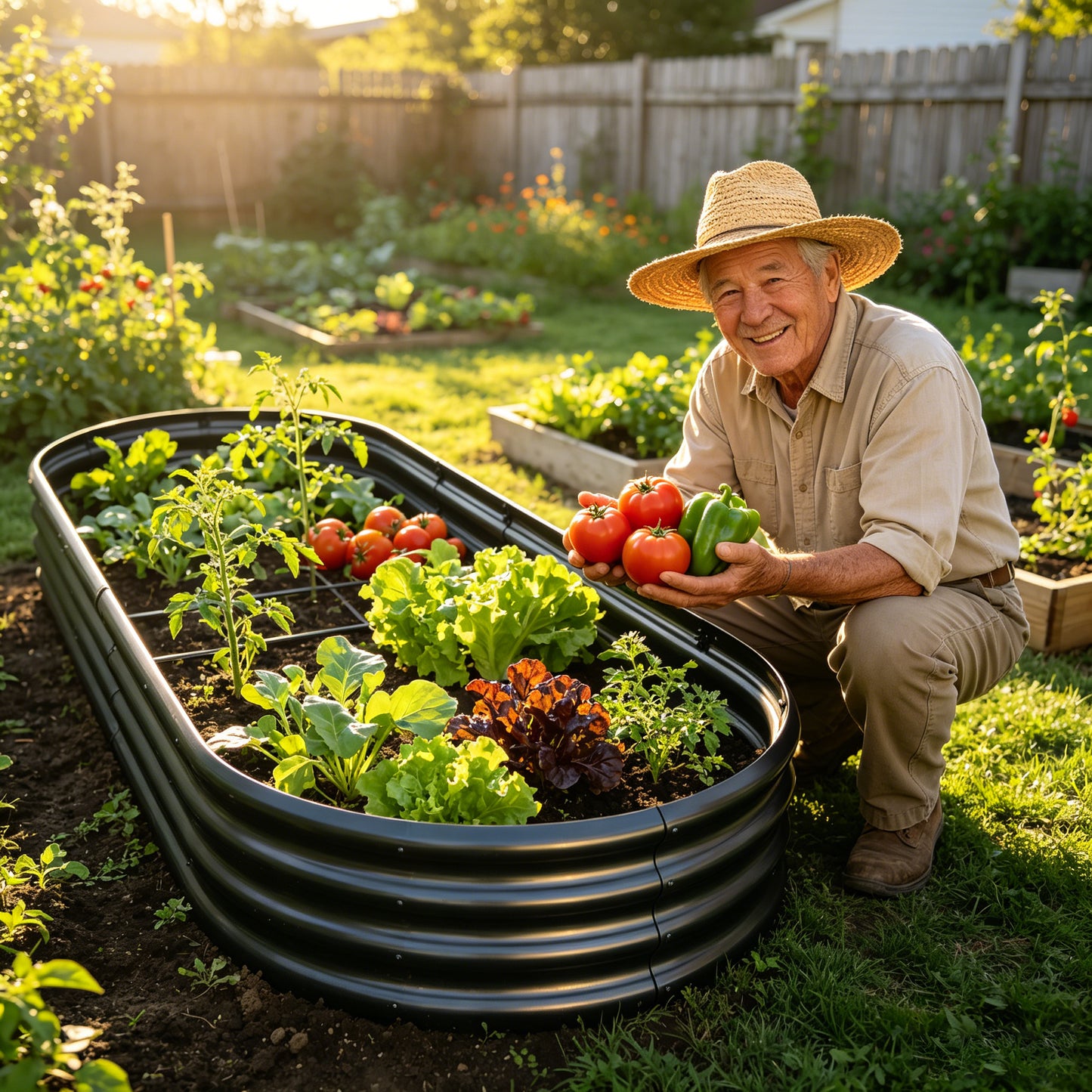 Heavy Duty Galvanized Raised Garden Bed 8x4x1ft - Black, 2PCS