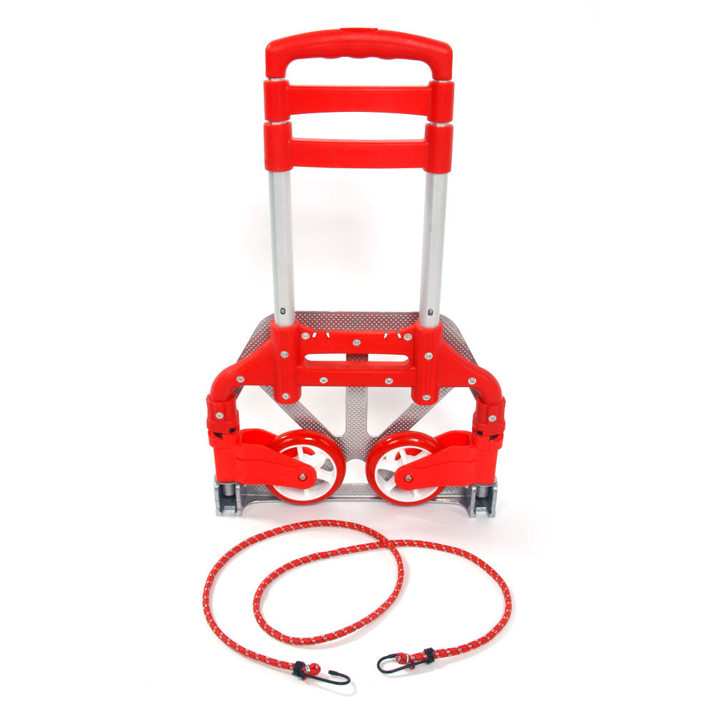 Foldable Aluminum Hand Truck with 165 lbs Capacity - Red Portable Trolley
