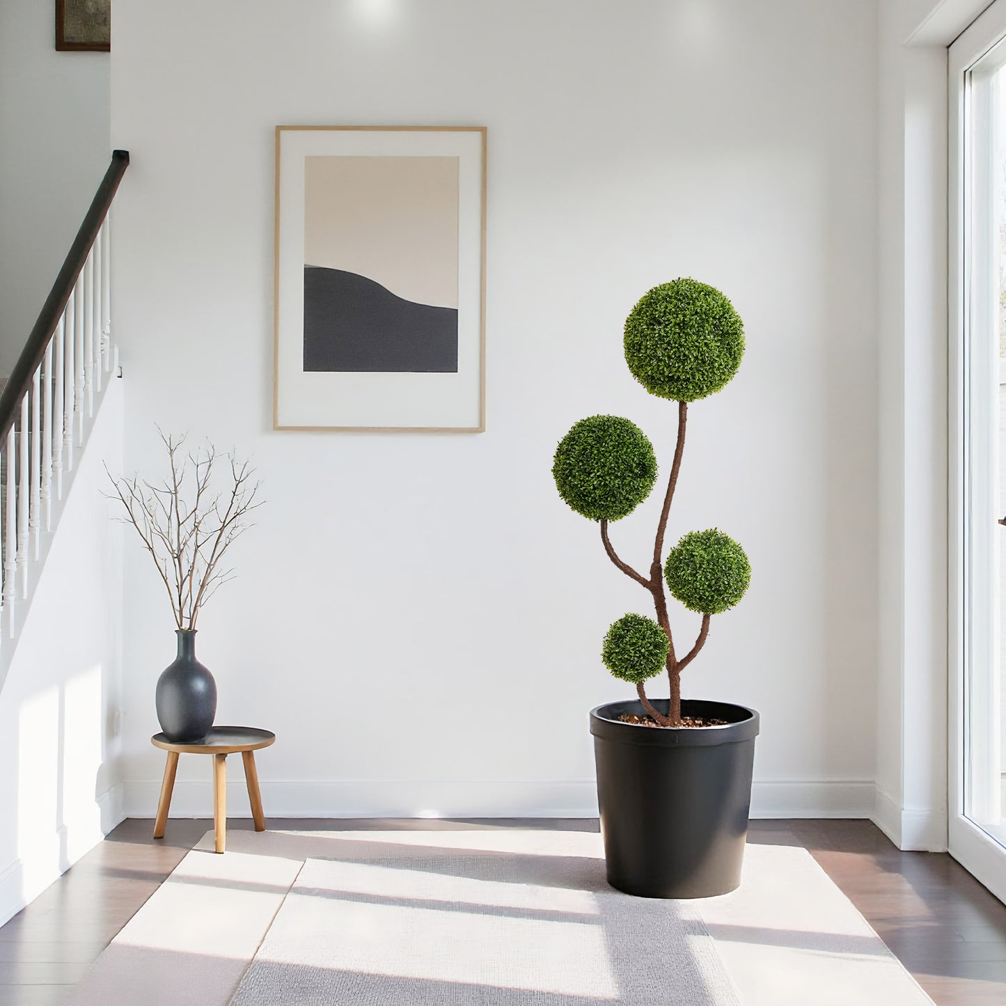 5FT Artificial Boxwood Topiary Tree - Triple Ball Shaped Faux Plant