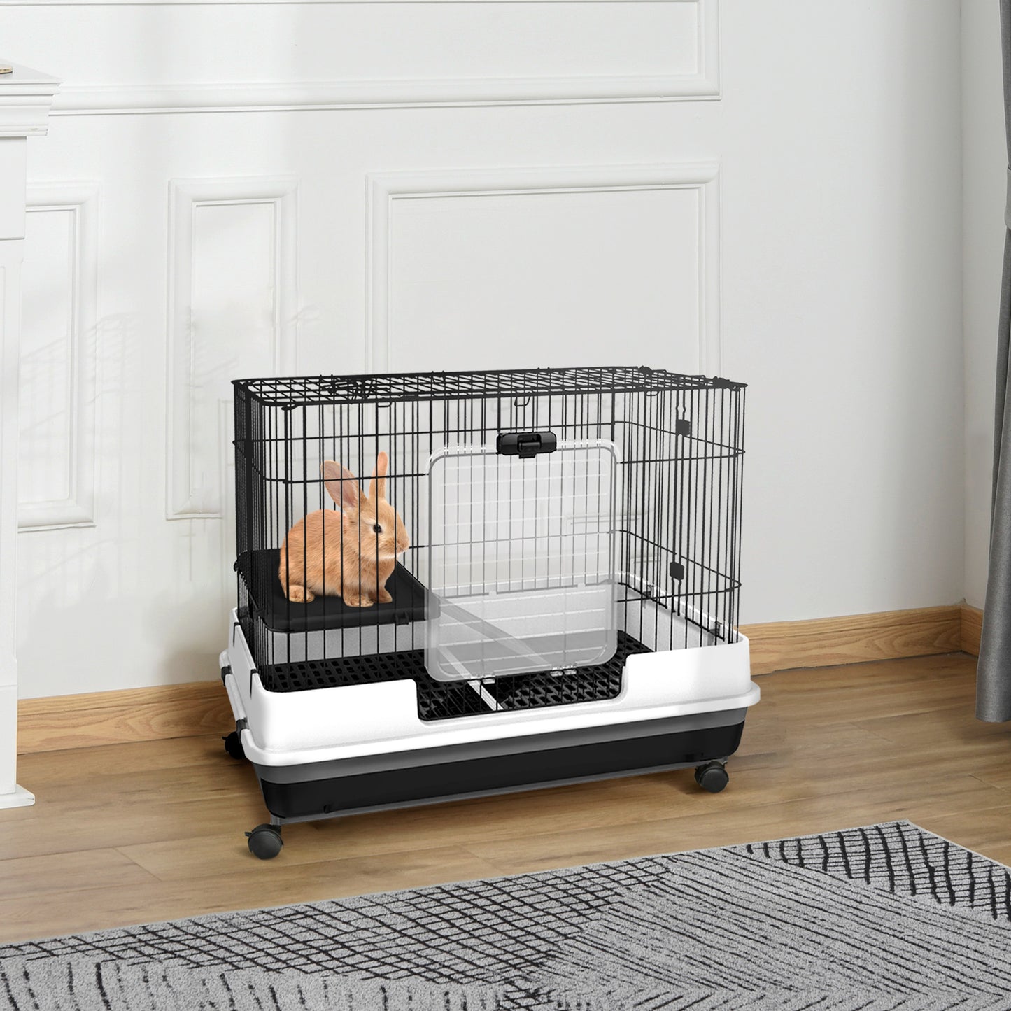 Small Animal Cage with Wheels & Removable Tray for Bunny, Ferret, Chinchilla