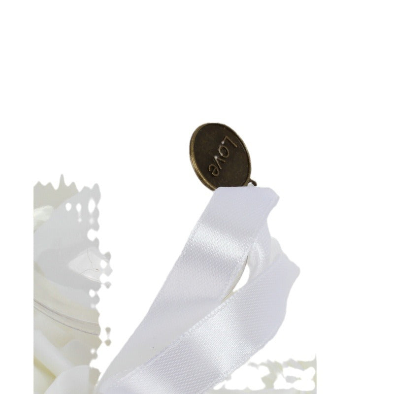 Wedding Pearl Ring Pillow with PE Foam Rose for Bridal Ceremony