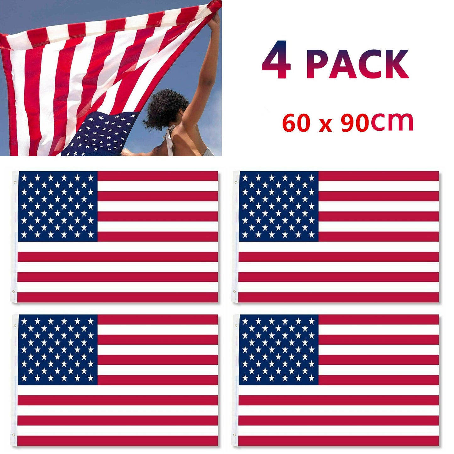 Premium 2x3 FT American Flag - Double Sided Polyester with Grommets