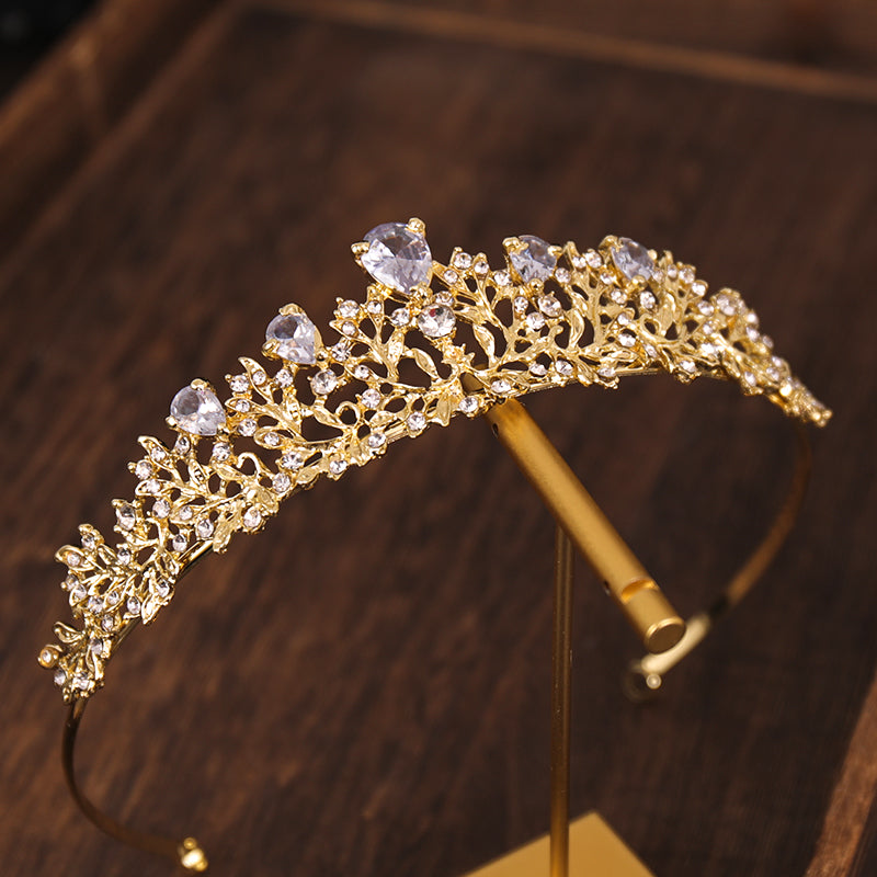 Gold Bride Crown Hair Band - Wedding Accessory