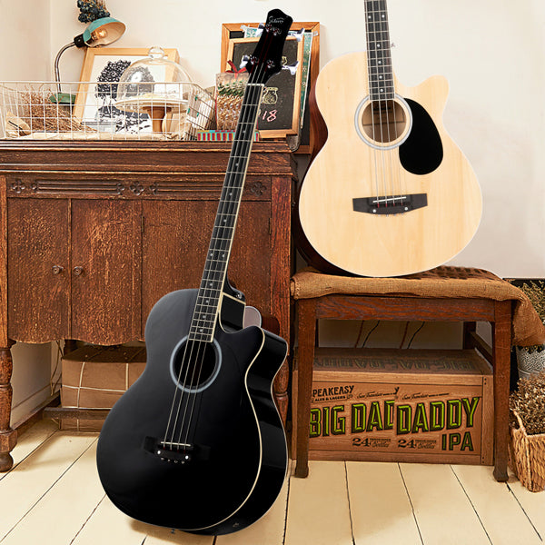 4-String Electric Acoustic Bass Guitar with EQ - Black