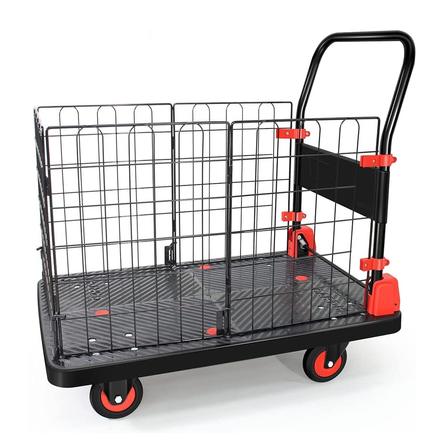 Foldable Platform Hand Truck Cart - 660 Lbs Capacity, Black & Red
