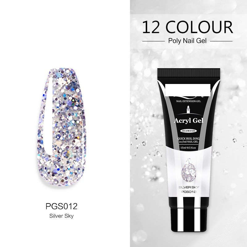 Women's Crystal Nail Polish Extender - Glitter & Capacity Variants 15ML