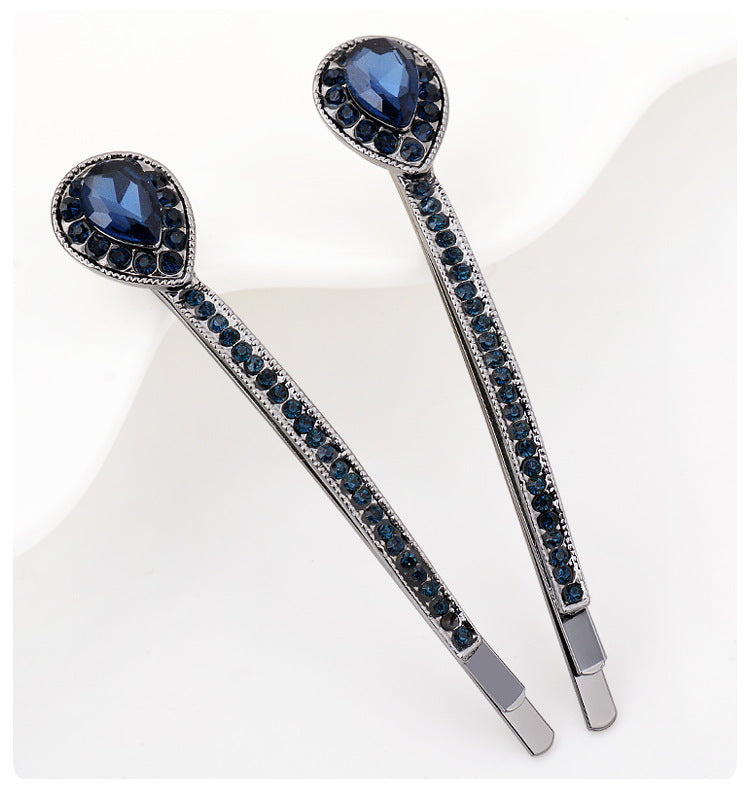 Rhinestone Hair Barrettes Pair - Lead Free Electroplating