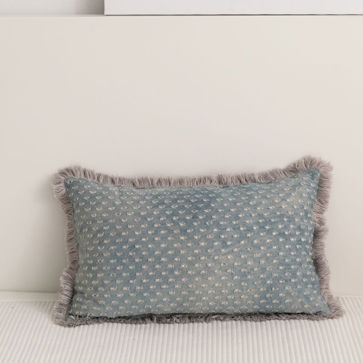 Denim Tassel Pillow Cover - Solid Color Home Decor Throw Pillow