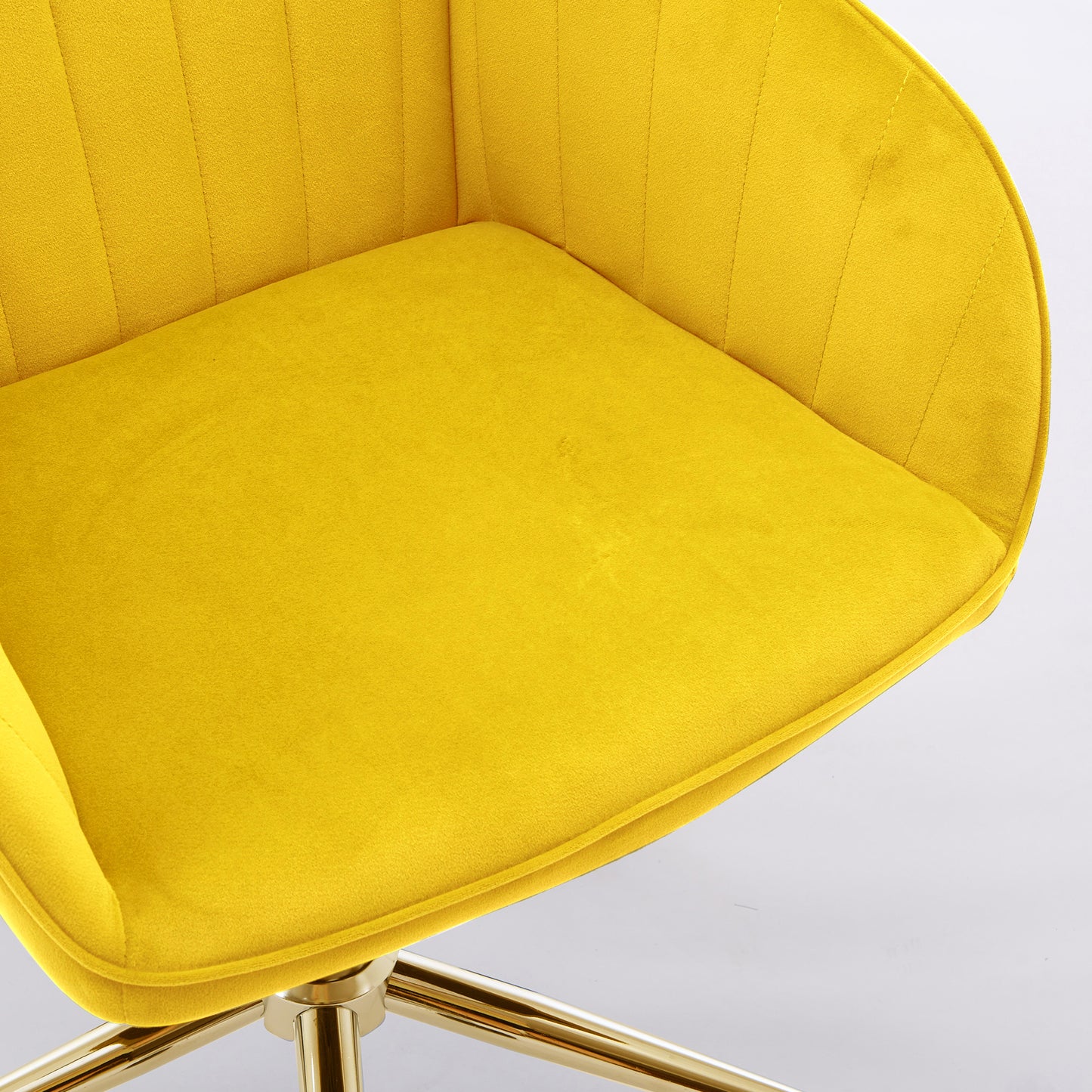 Bright Yellow Velvet Office Chair with Gold Base - TY Model