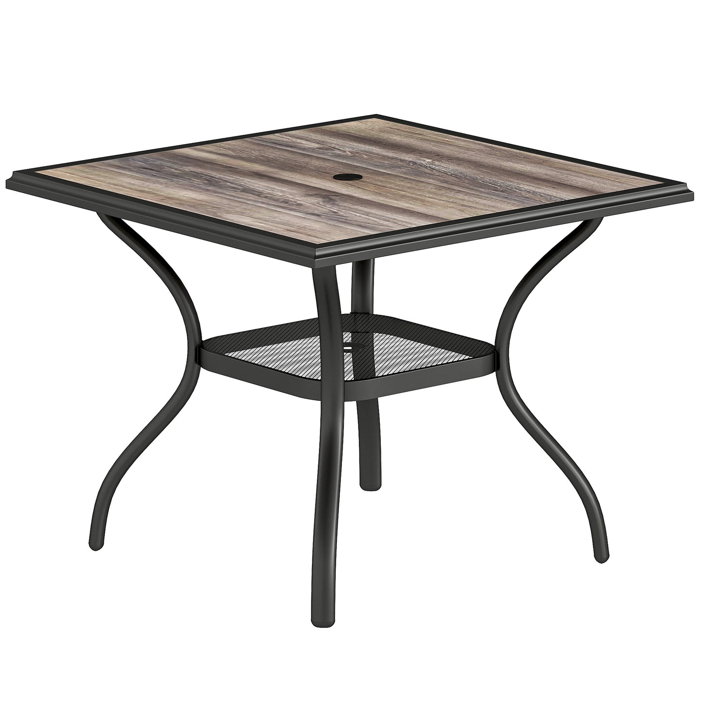 37" Square Outdoor Dining Table for 4 with Umbrella Hole - Gray