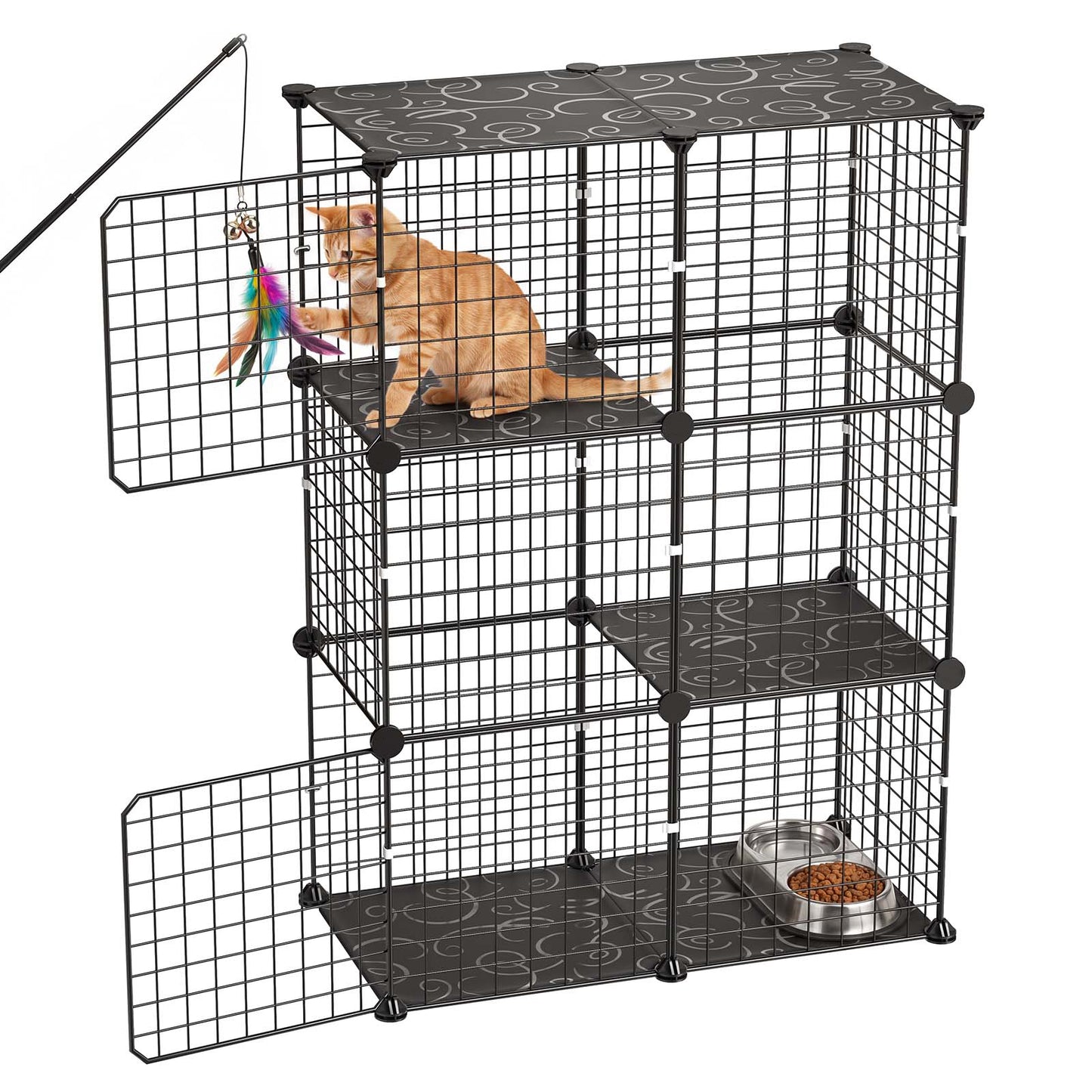 Large 3-Tier Indoor Cat Cage & Playpen - Metal Wire Exercise Enclosure for Cats & Small Animals