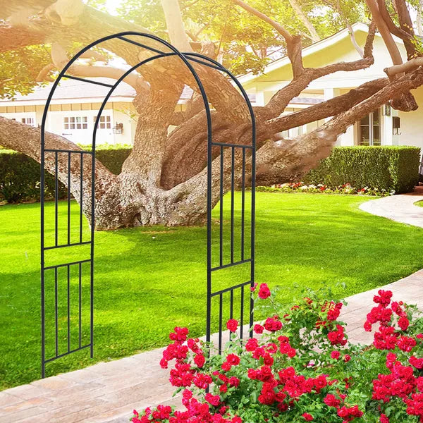 Metal Garden Arch for Climbing Plants - Black 85.82" Height