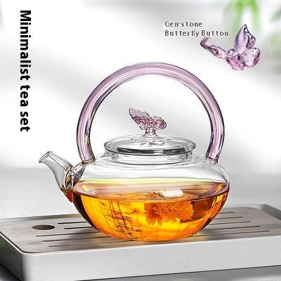 Colorful Butterfly Glass Teapot 650ML Modern Home Kitchen Drinkware