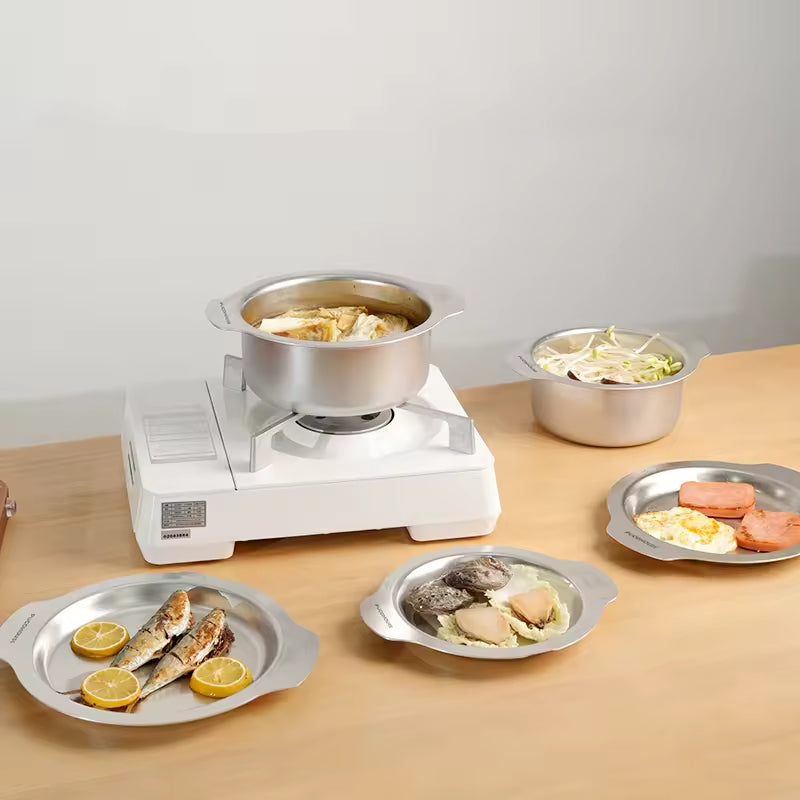Stainless Steel Cookware Set with Multifunctional Lids - 16cm, 18cm, 20cm