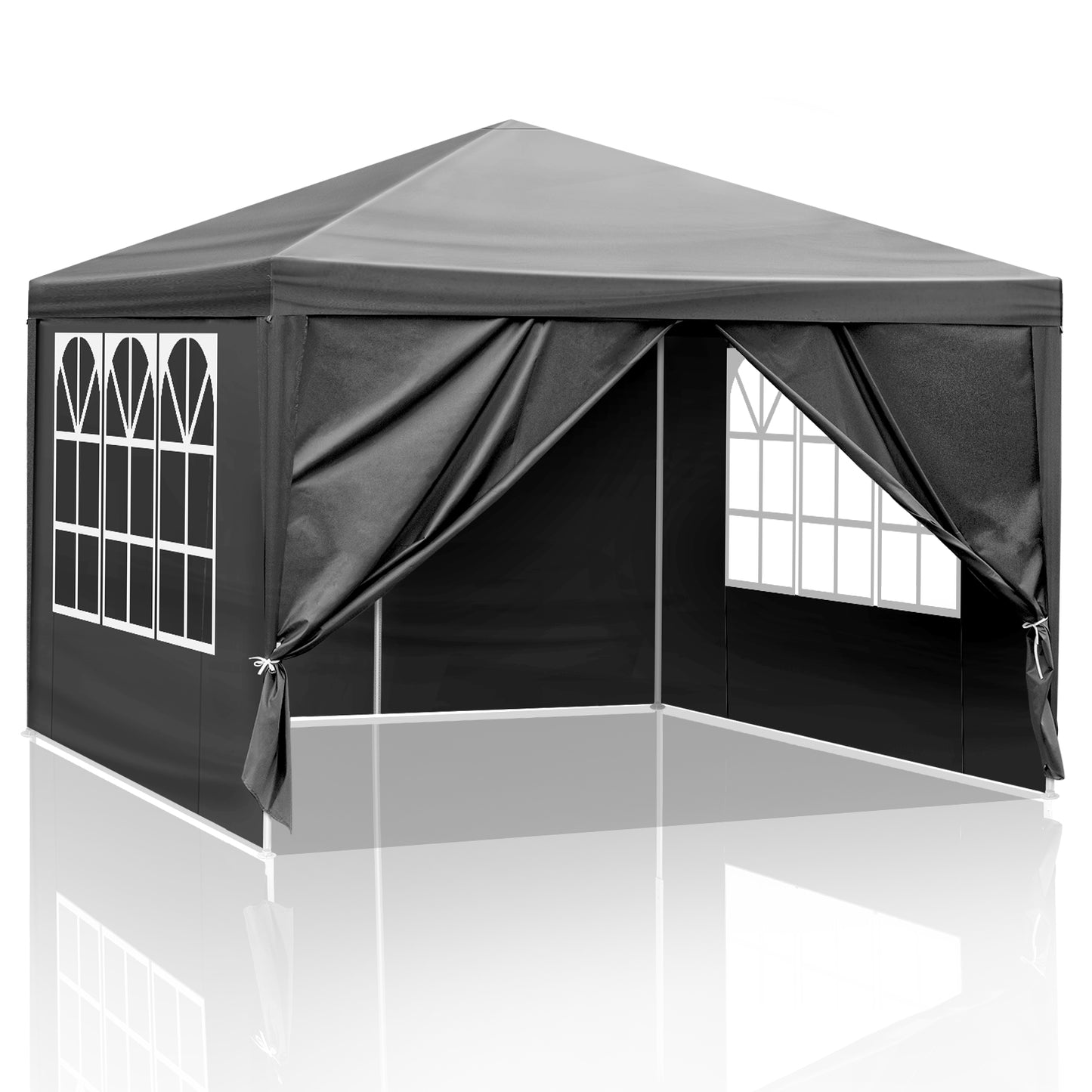 10x10ft Black Outdoor Party Tent with Sturdy Iron Frame