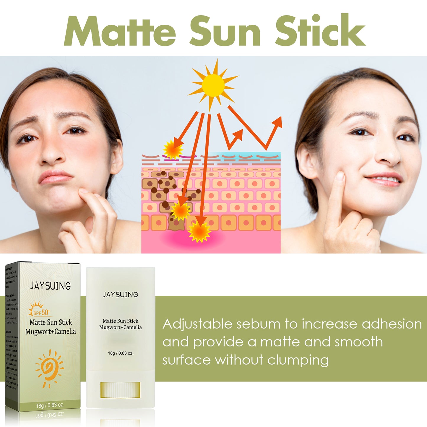 Matte UV Protective Skincare Stick - Moisturizing & Refreshing Cream