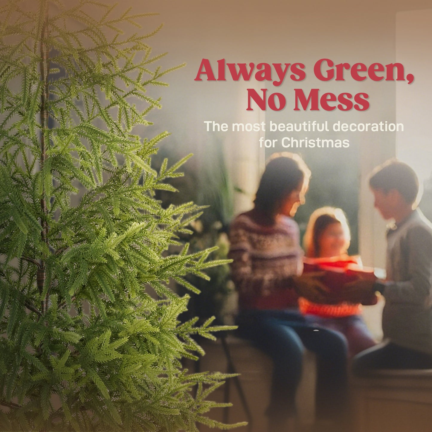 Set of 2 4 ft Artificial Christmas Trees - Green Norfolk Pine