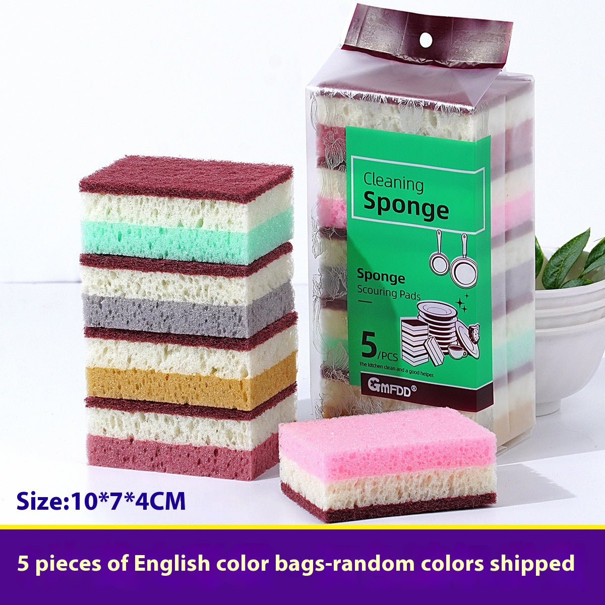 Multi-Color Foam Sponge Mop Brush Set for Kitchen Cleaning - 3/5/10 Pieces