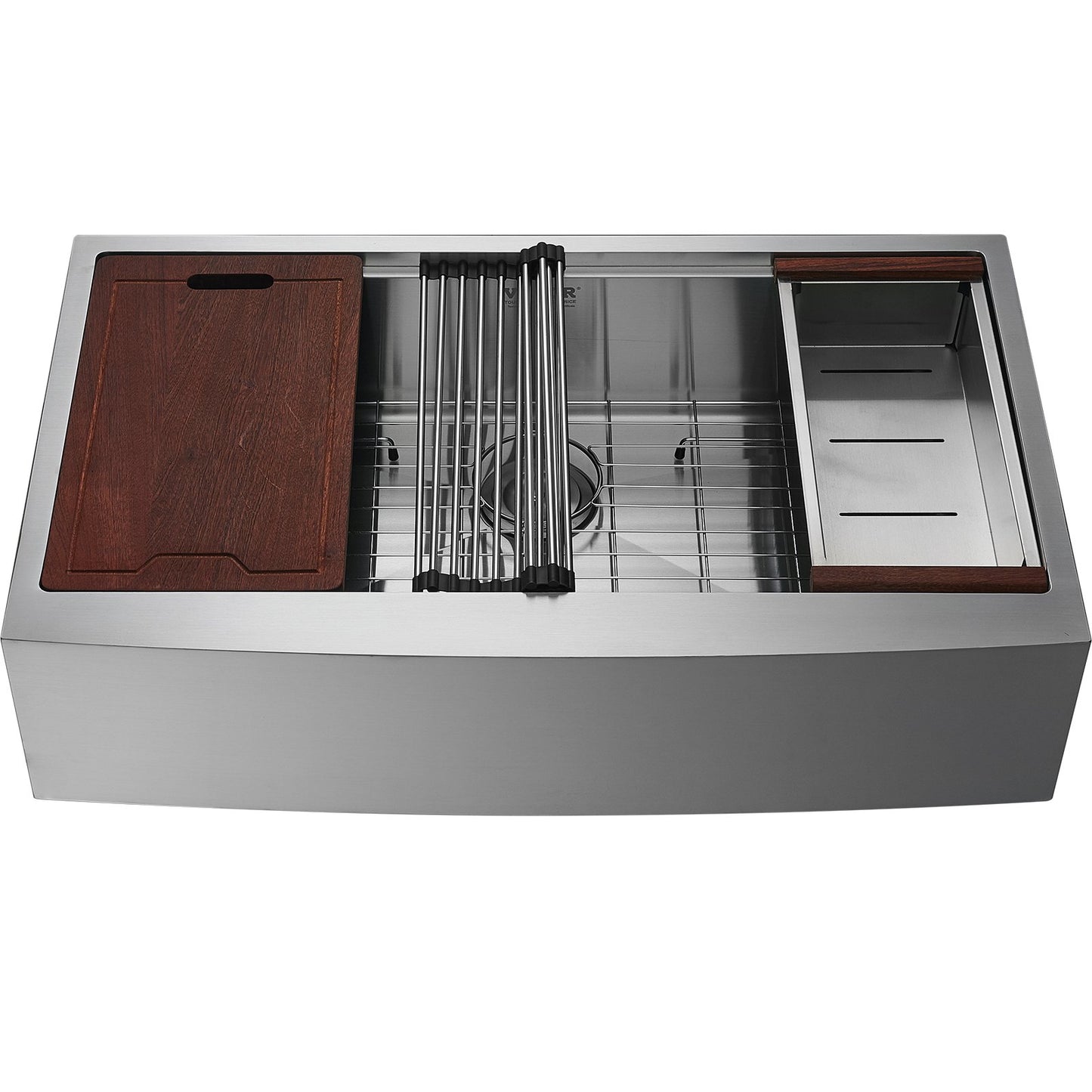 36-Inch Farmhouse Kitchen Sink - 304 Stainless Steel Drop-In Single Bowl with Accessories