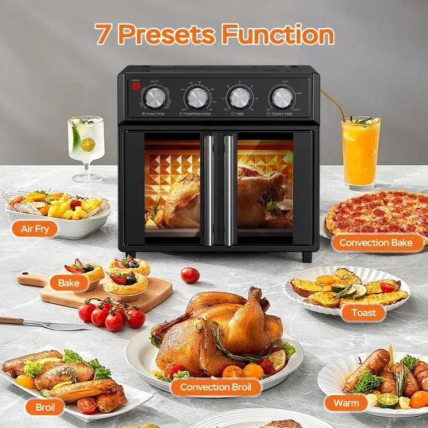 29.5 Quart Extra Large Air Fryer Toaster Oven with French Door - Multifunction Kitchen Appliance