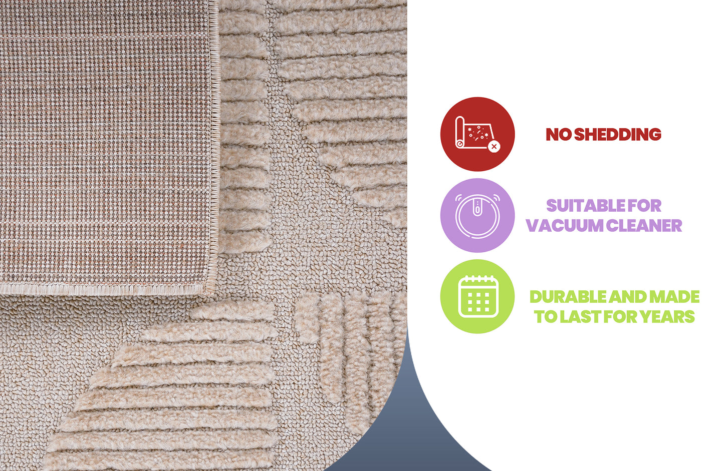 Step Collection High-Low Beige Indoor Runner Rug, 2'2''x8', Modern,
