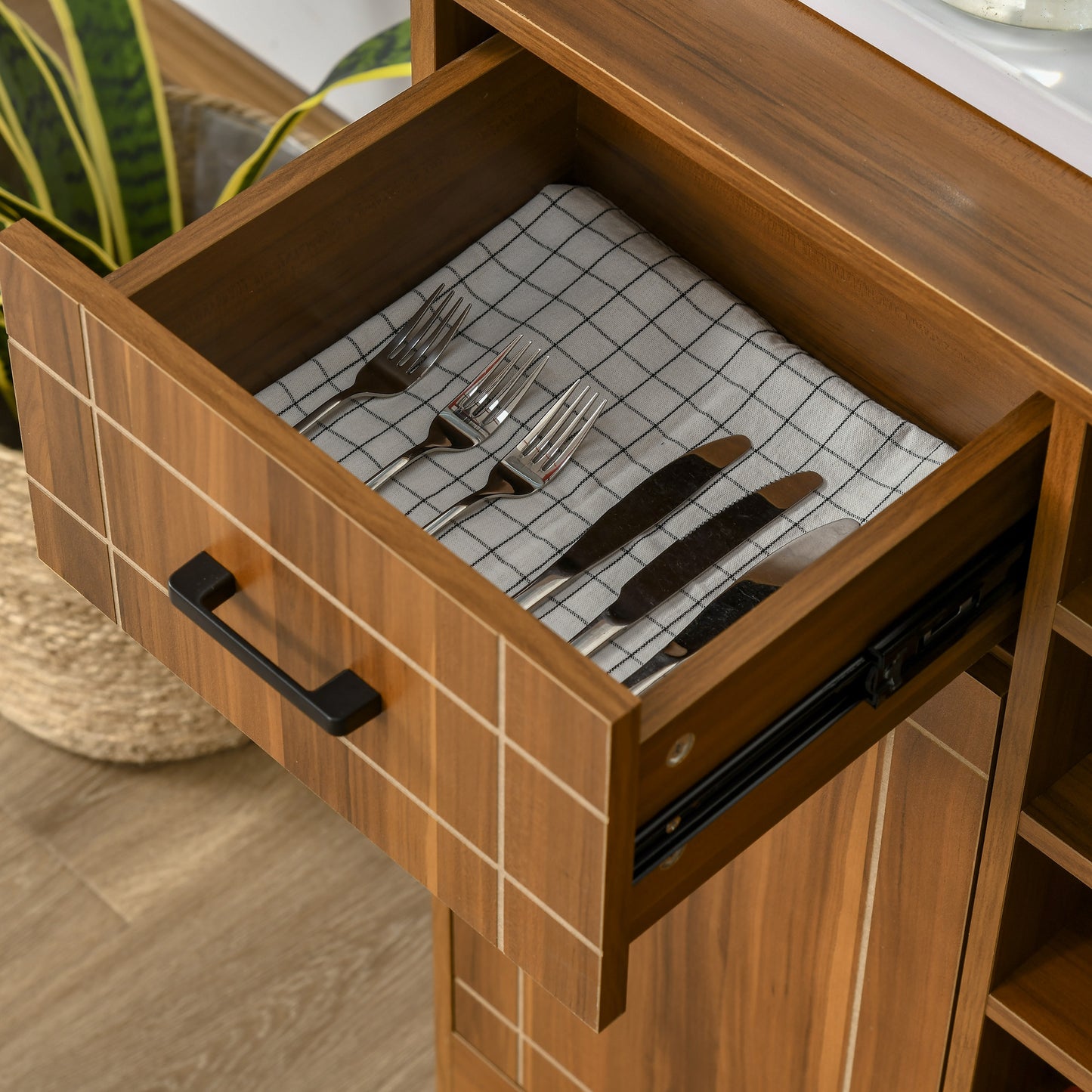 Retro Wine Cabinet for 6 Bottles, Rack Sideboard Serving Bar with