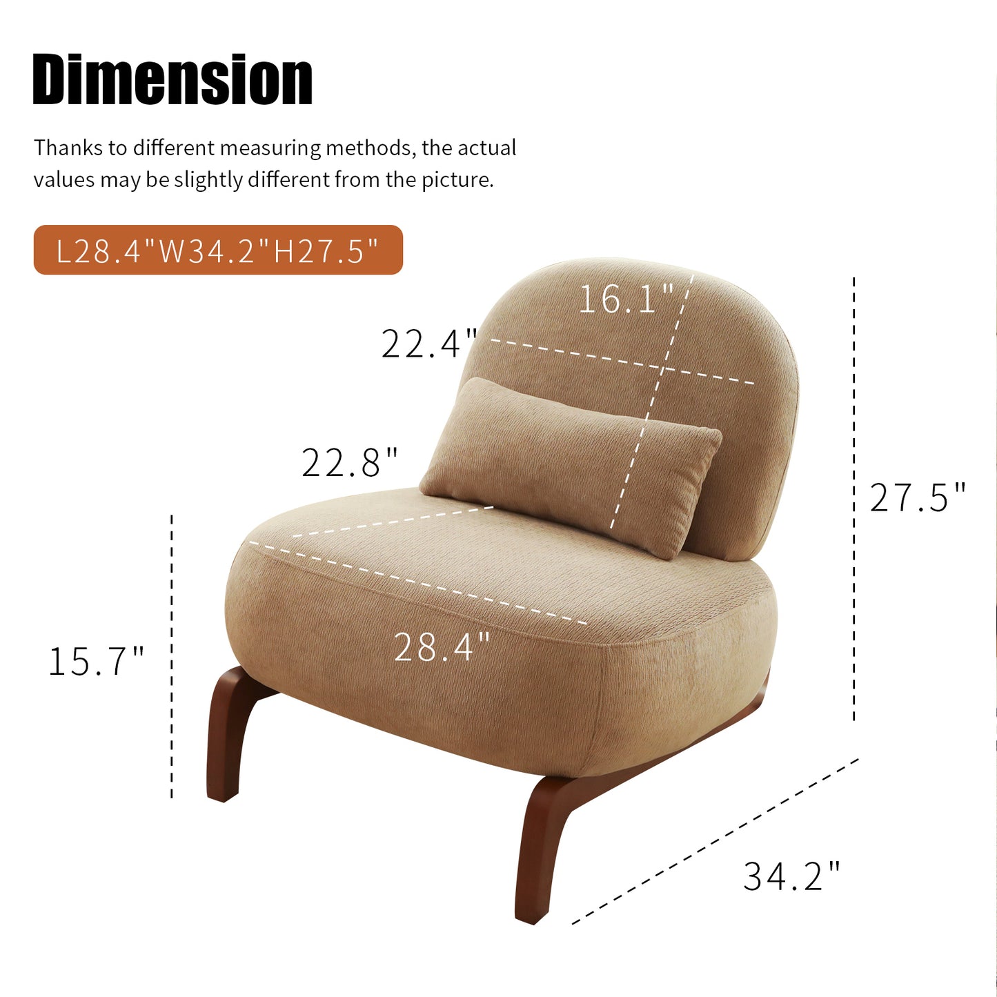 Cozy Accent Chair with Solid Wood Legs - Set of 2, Camel
