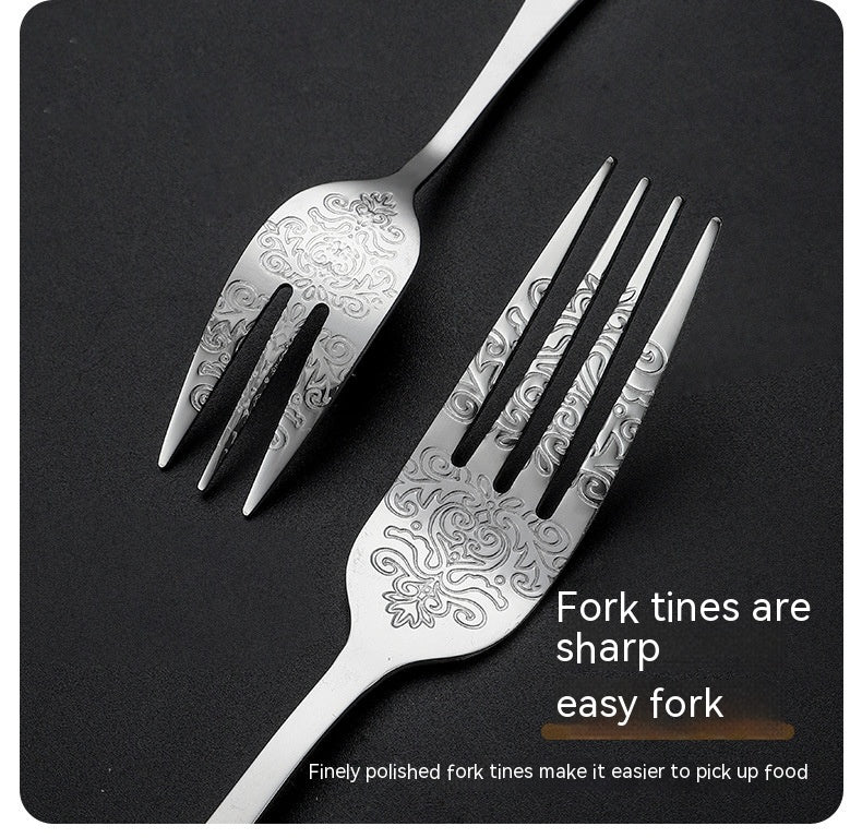 Vintage Gold-Plated Stainless Steel Cutlery Set - Dinner Knife Fork Spoon Tea Spoon