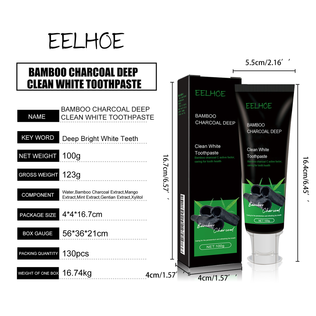 Bamboo Charcoal Whitening Toothpaste 100g