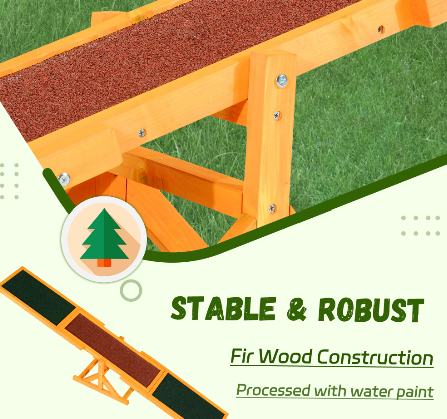 Wooden Dog Agility Seesaw - Weather-Resistant Pet Training & Exercise Equipment