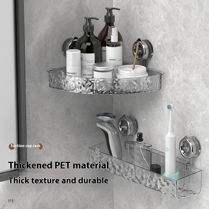 Bathroom Suction Cup Triangle Storage Rack Punch-Free Wall Organizer