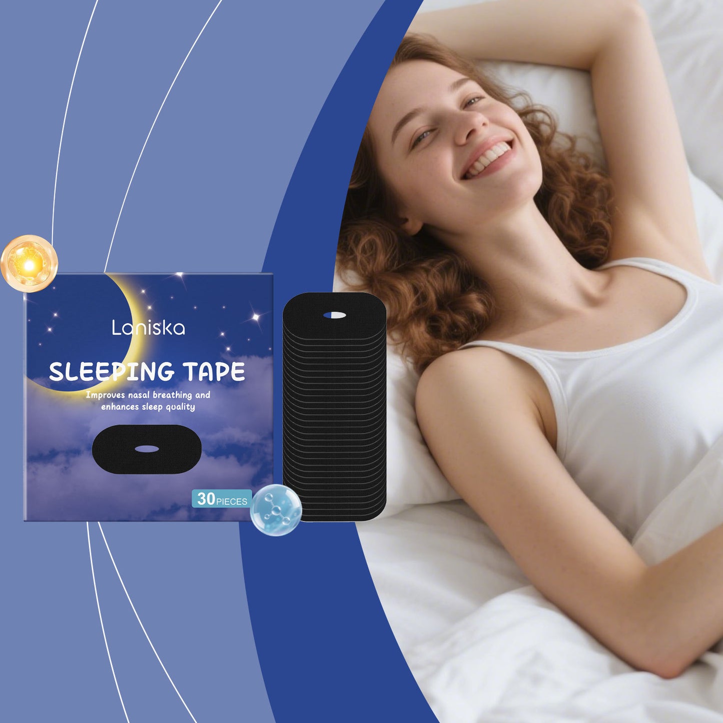 Anti-Snoring Sleep Strips - 30 Pieces Nasal Sleep Aid | Menthol & Vitamin E