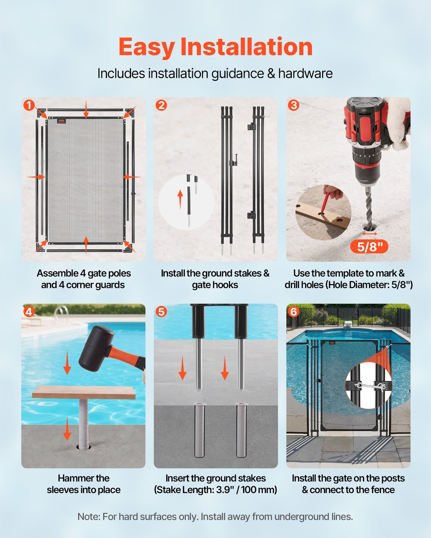 Black Pool Fence Gate 4x2.5 Ft Security Mesh Outdoor Barrier with Lockable Latch