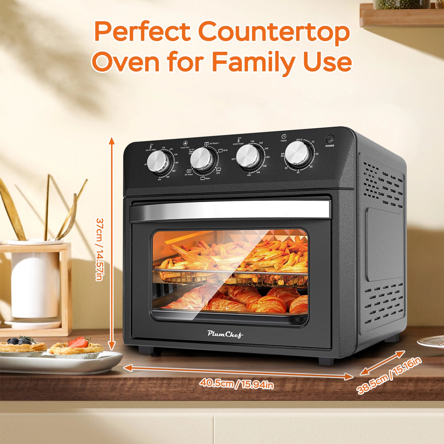27.5QT 6-in-1 Air Fryer Toaster Oven - Black