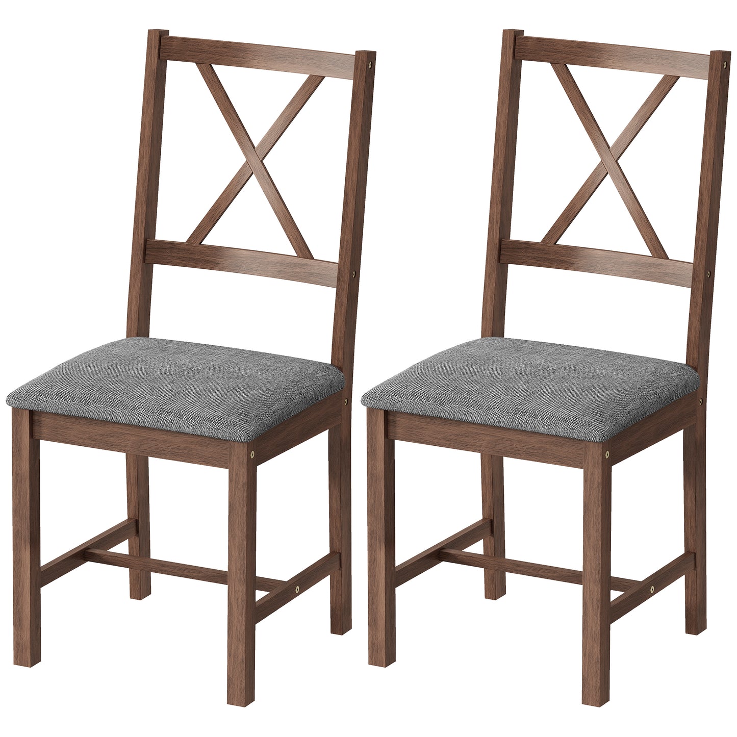 Set of 2 Dining Chairs, Upholstered X-Back Room Chairs with