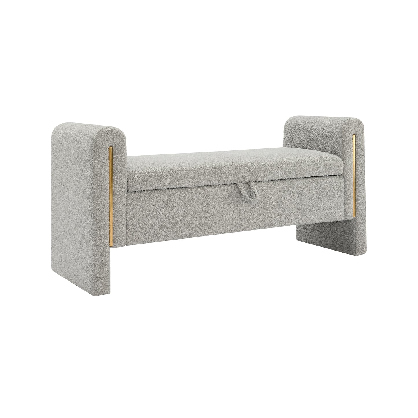 Modern Teddy Bed End Bench With Arms And Storage,Upholstered Large