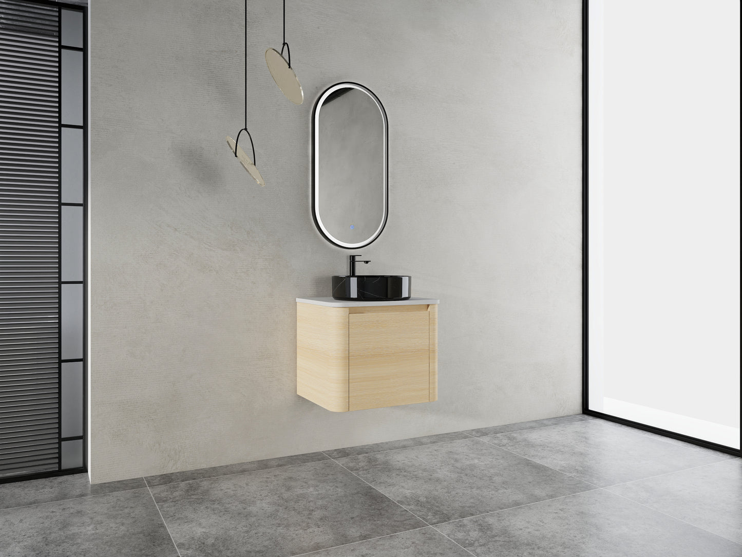 24'' Wall-Mounted Bathroom Vanity With Ceramic Art Sink &