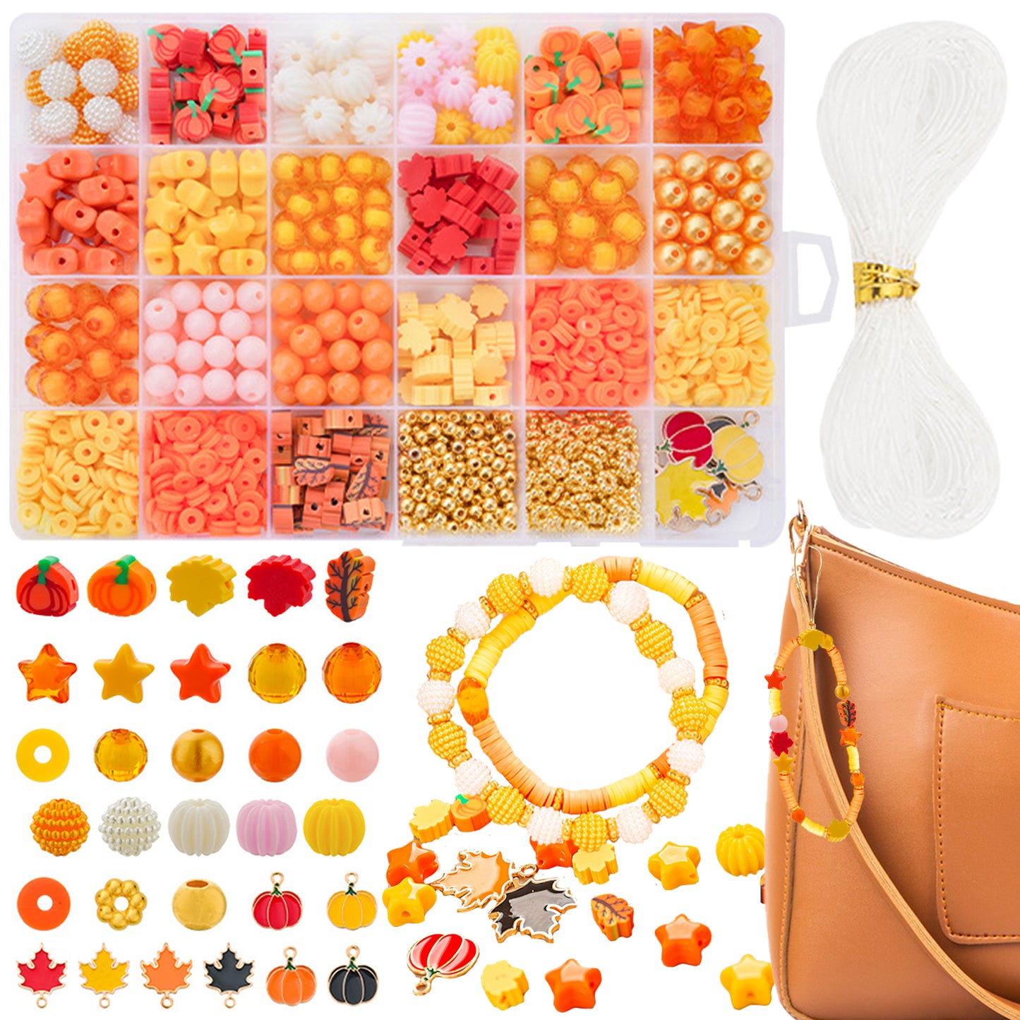 1510 Pcs Fall Theme Bracelet Beads Kit - Plastic & Colorful