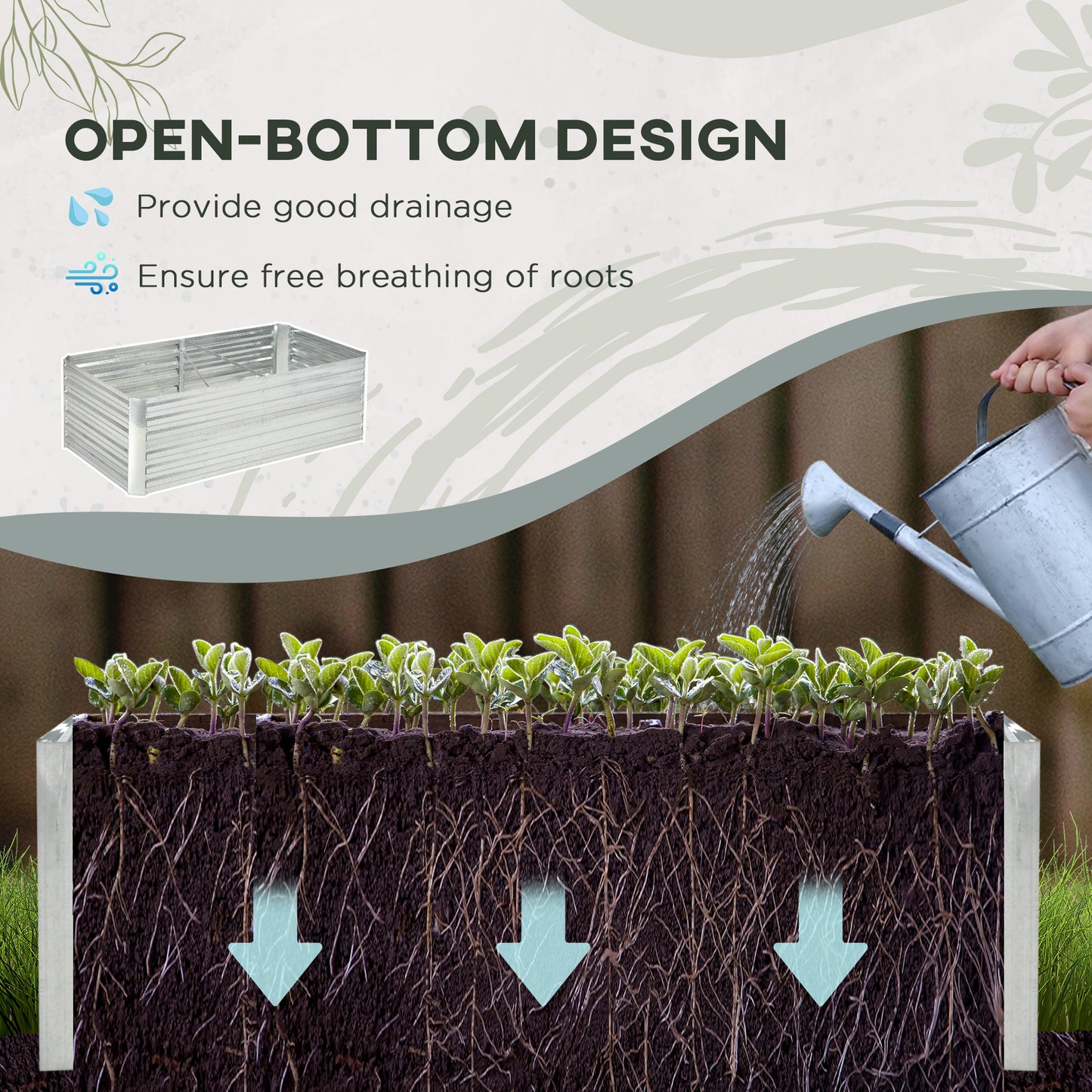 Galvanized Steel Raised Garden Bed – Outdoor Planter with Reinforced Rods, 71 x 36 x 23 Inches