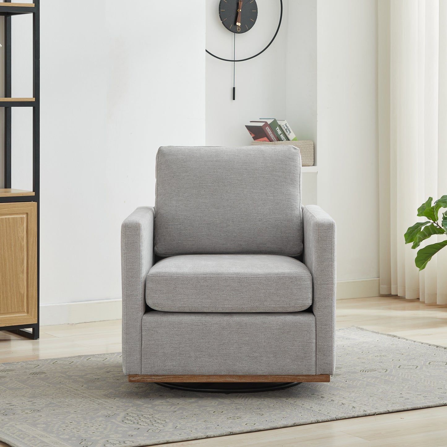 360° Swivel Accent Chair - Upholstered Light Gray Sofa Chair